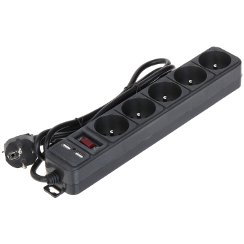 LISTWA ZASILAJĄCA AK-SP-05U (5 GNIAZD + 2 USB) AKYGA