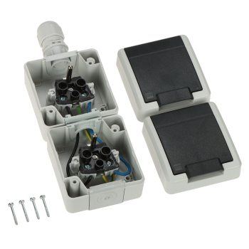 GNIAZDO NATYNKOWE PODWÓJNE AQUANT-2K-G2/V2/EPN 250 V AC 16 A IP65 Elektro-Plast Nasielsk