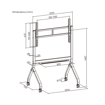 MOBILNY UCHWYT MONITORA BRATECK-TTF19-69FW BRATECK