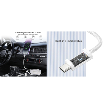 PRZEWÓD MAGNETYCZNY C14141AWH01-1M USB-C/USB-C 1.0 m UNITEK