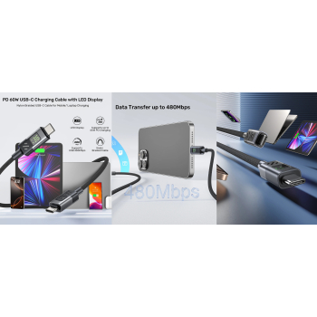 PRZEWÓD Z WYŚWIETLACZEM C14158ABK01-2M USB-C/USB-C 2.0 m UNITEK