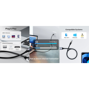 KARTA SIECIOWA C18148AGY01-1M USB-C/RJ-45 UNITEK