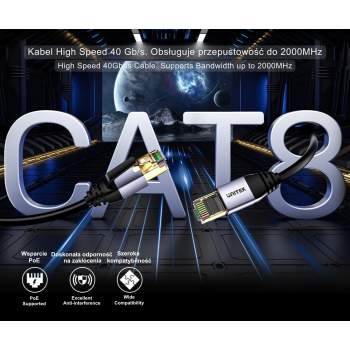 PATCHCORD C18149AGY03-1.5M S/FTP KAT. 8, 1.5 m UNITEK