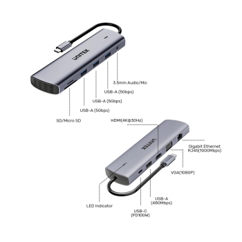 HUB USB 3.0 D1113BGY01 UNITEK