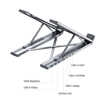 SKŁADANA PODSTAWKA POD LAPTOPA D1137AGY01 Z HUBEM I CZYTNIKIEM KART SD UNITEK