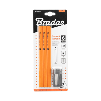 ZESTAW OŁÓWKÓW BUDOWLANYCH Z TEMPERÓWKĄ HB OVAL DIY-PC2OV18OR/S6B BRADAS