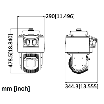KAMERA IP SZYBKOOBROTOWA DS-2SF8C442MXG1-ELWY/26(F0) PANORAMICZNA TandemVu ColorVu - 4 Mpx, 6 Mpx, 6 ... 252 mm, 2 x 2.8 mm Hikvision