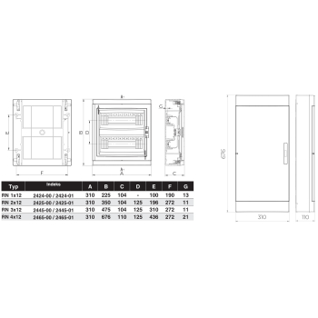 ROZDZIELNICA NATYNKOWA 24-MODUŁOWA ELEGANT-TWIN-2X12/NT/W/EPN Elektro-Plast