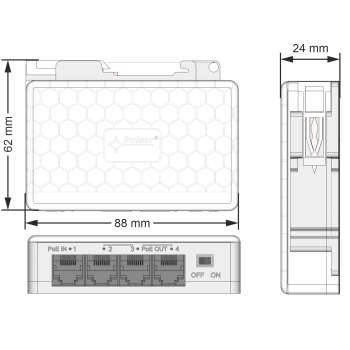 EXTENDER ETHERNET+PoE EXT-POE3DIN PULSAR