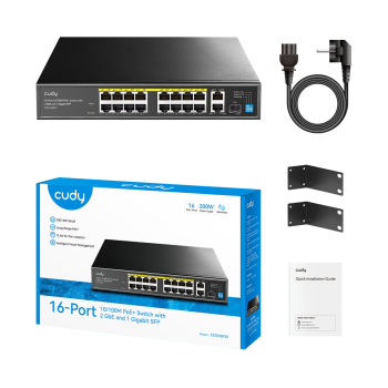 SWITCH POE FS1018PS1 16-PORTOWY + 2X UPLINK + 1X SFP CUDY