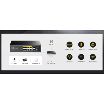 SWITCH POE GS1010P 8-PORTOWY CUDY