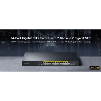SWITCH POE GS1026PS2 24-PORTOWY + 2X UPLINK + 2X SFP CUDY
