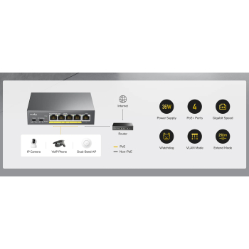 SWITCH POE GS105P 4-PORTOWY CUDY