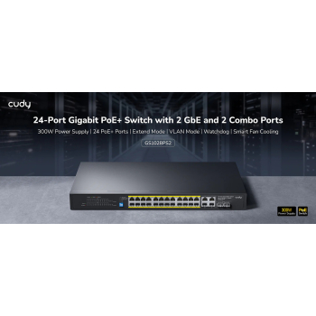 SWITCH POE GS2028PS4-300W 24-PORTOWY SFP CUDY