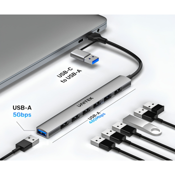 HUB USB 2.0 / 3.0 H1209AGY01 15 cm UNITEK