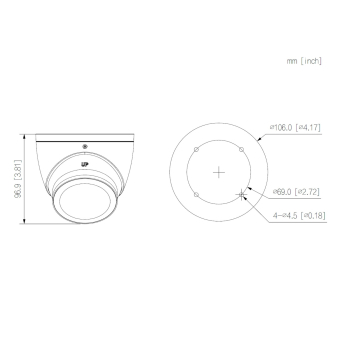 KAMERA AHD, HD-CVI, HD-TVI, CVBS HAC-HDW1239T-A-LED-0280B-S3 Full-Color - 1080p 2.8 mm DAHUA