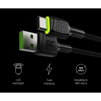 PRZEWÓD KABGC13 USB-A/USB-C Ray 2.0 m Green Cell