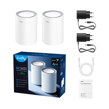 DOMOWY SYSTEM WI-FI MESH M3600(2-PACK) Wi-Fi 7 2.4 GHz, 5 GHz, 688 Mb/s + 2880 Mb/s CUDY