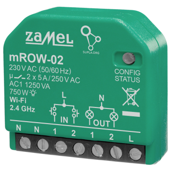 INTELIGENTNY PRZEŁĄCZNIK M/ROW-02 Wi-Fi SUPLA 230 V AC ZAMEL