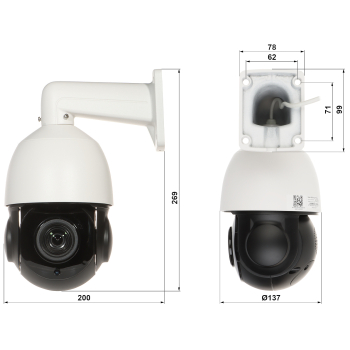 KAMERA IP OBROTOWA ZEWNĘTRZNA OMEGA-51P18-8P - 5 Mpx 5.35 ... 96.3 mm