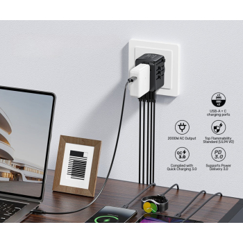 UNIWERSALNA PRZEJŚCIÓWKA SIECIOWA Z ZASILACZEM USB P1121ABK01 UNITEK