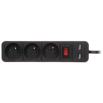 LISTWA ZASILAJĄCA PR-1.5M-3G-SW/USB/B (3 GNIAZDA + 2 USB) 1.3 m