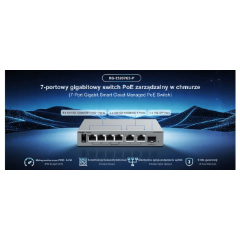 SWITCH POE RG-ES207GS-P 4-PORTOWY + 2X UPLINK + 1X SFP REYEE