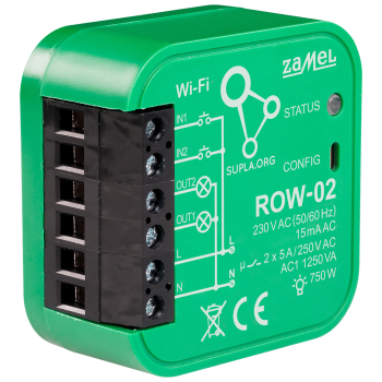 INTELIGENTNY PRZEŁĄCZNIK ROW-02 Wi-Fi SUPLA 230 V AC ZAMEL