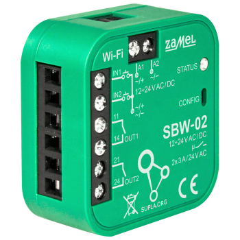 INTELIGENTNY STEROWNIK BRAM I DRZWI SBW-02 Wi-Fi, SUPLA 12 ... 24 V AC/DC ZAMEL