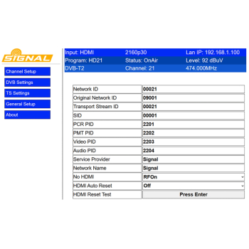 MODULATOR DVB-T/T2/C SIGNAL-4K/HDMI SIGNAL