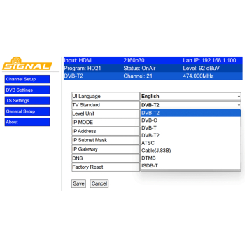 MODULATOR DVB-T/T2/C SIGNAL-4K/HDMI SIGNAL