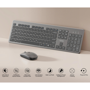 ZESTAW BEZPRZEWODOWY KLAWIATURA I MYSZ OPTYCZNA T054AGY01-US, 1600 dpi QWERTY 2.4 GHz UNITEK