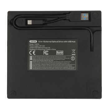 NAGRYWARKA ZEWNĘTRZNA CD/DVD T1037A01 Z HUBEM USB I CZYTNIKIEM KART SD UNITEK