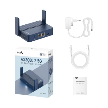 ROUTER VPN TR3000 Wi-Fi 6 2.4 GHz, 5 GHz 574 Mb/s + 2402 Mb/s CUDY