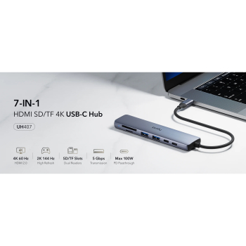 ADAPTER WIELOFUNKCYJNY USB-C UH407 CUDY