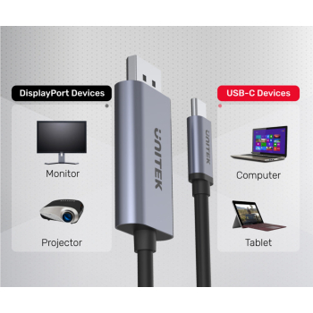 ADAPTER USB-C / DISPLAYPORT V1409A 2 m 4K UHD UNITEK
