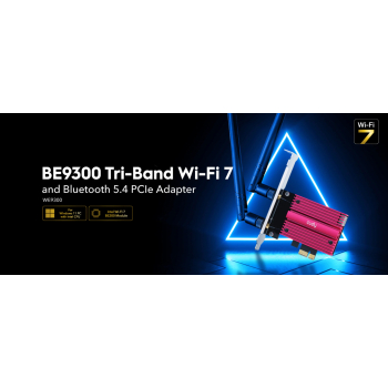 KARTA SIECIOWA WI-FI 7 PCIE WE9300 2.4 GHz, 5 GHz, 6 GHz 688 Mb/s + 2882 Mb/s + 5760 Mb/s Wi-Fi 7 CUDY