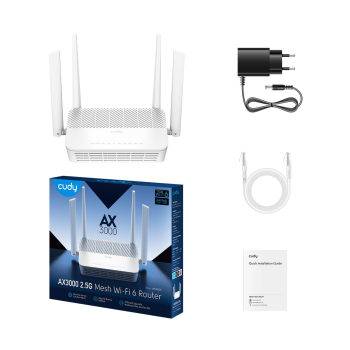 ROUTER WR3000P Wi-Fi 6 2.4 GHz, 5 GHz 574 Mb/s + 2402 Mb/s CUDY