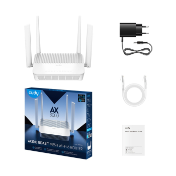 ROUTER WR3000S Wi-Fi 6 2.4 GHz, 5 GHz 574 Mb/s + 2402 Mb/s CUDY