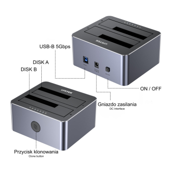 STACJA DOKUJĄCA / KLONUJĄCA DYSKI Y-3026GY01-EU 2 X SATA 2.5 / 3.5 